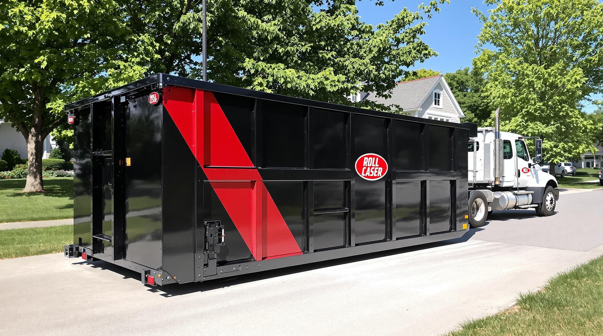 Bennett Dumpster Rental roll-off container on a residential driveway in Kansas City